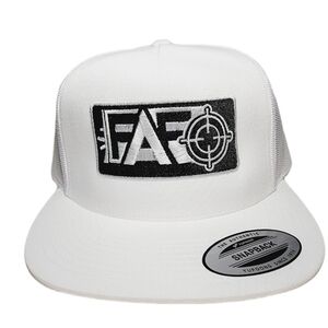 FAFO Flat Bill Mesh Snapback Embroidered Patch Baseball Hat white